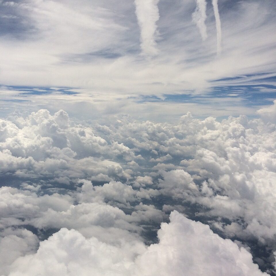 clouds, plane, sky